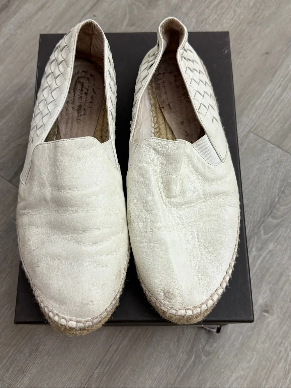 Bottega Veneta Cream Intrecciato Leather Espadrilles size 40